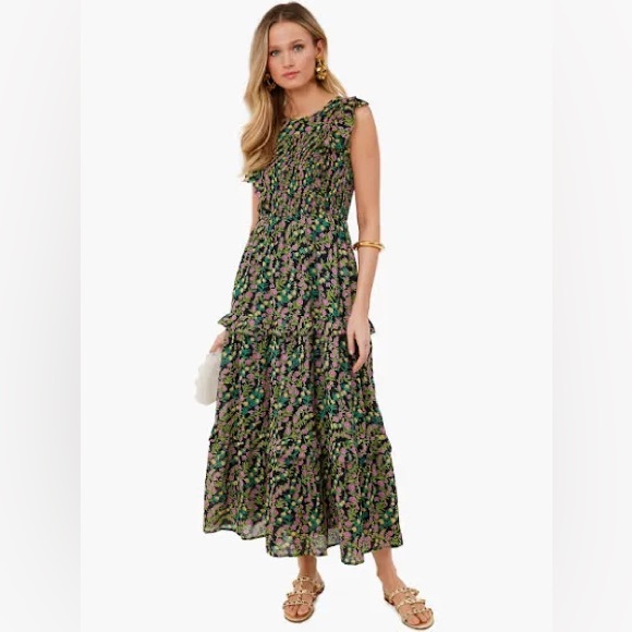 Banjanan Iris Maxi Dress; Black, Gold, Pink Floral - Picture 7 of 7